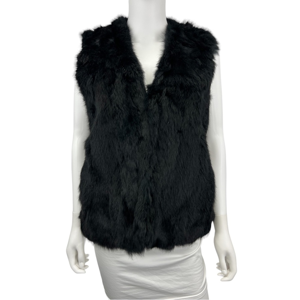 Ellison Genuine Black Rabbit Fur Vest